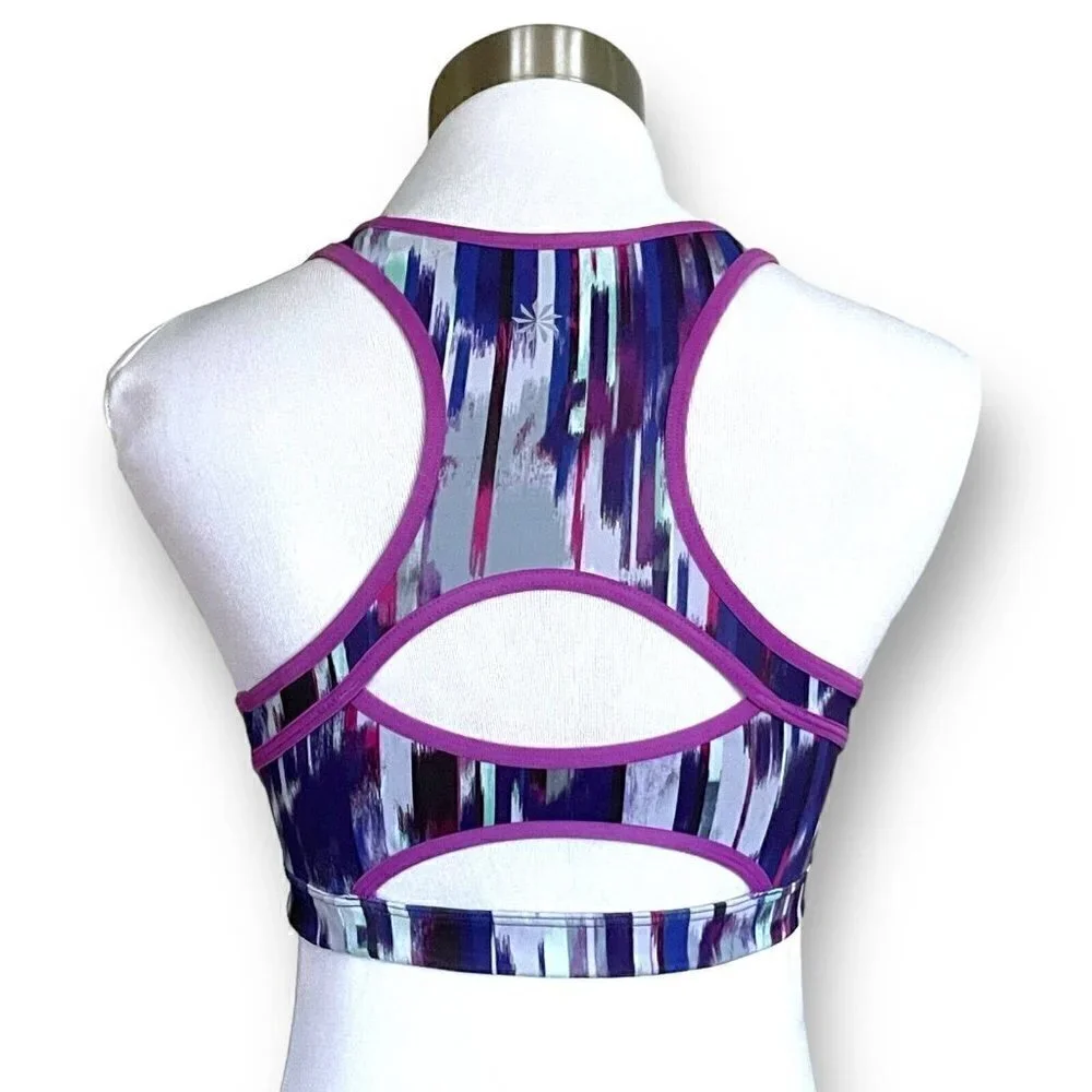Athleta Womens Ultimate Ease Sports Bra XS Purple Gray Racerback Yoga Workout
